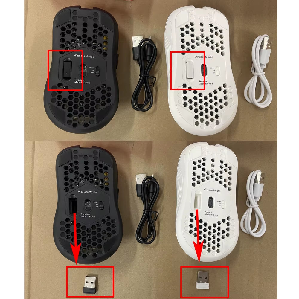 2.4G Wireless RGB Gaming Mouse – 6-Button, 3-Level DPI, Type-C Rechargeable, Ergonomic Honeycomb Design